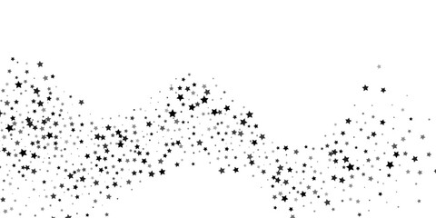 Fototapeta na wymiar Falling confetti stars. Black stars on a white background. Festive background. Abstract texture on a white background. Design element. Vector illustration, eps 10.