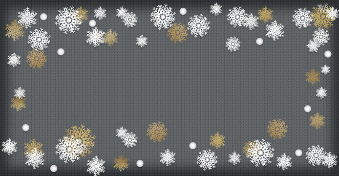 雪の結晶とニットや布の背景イラスト