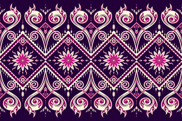 Gemetric ethnic oriental ikat pattern traditional Design for background,carpet,wallpaper,clothing,wrapping,batic,fabric,vector Decorative strip for textiles.