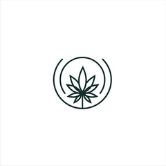 Obraz premium Medical marijuana with green colour vector lone simple template