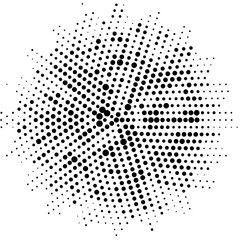 Halftone monochrome pattern with dots around the circle. Minimalism, vector. Background for posters, websites, business cards, postcards, interior design.