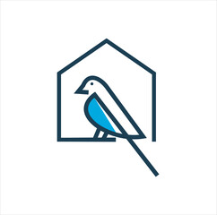Bird Line Logo Design Vector Template 