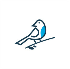 Bird Line Logo Design Vector Template 