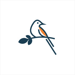 Bird Line Logo Design Vector Template 