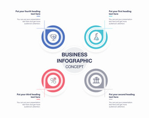 Fototapeta premium Modern business infographic template with four steps. Flat infographic design.