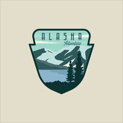 alaska travel vector emblem logo illustration template graphic design. national park of united states of america banner for travel concept