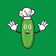 chef cucumber icon, vector cucumber with chef hat suitable for restaurant or vegetable business.