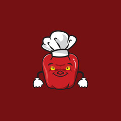 chef peppers icon, vector peppers with chef hat suitable for restaurant or vegetable business.