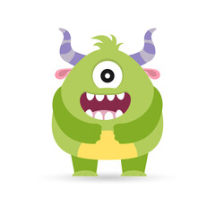 Cute monster icon. Cartoon character design. Funny alien. Vector illustration.