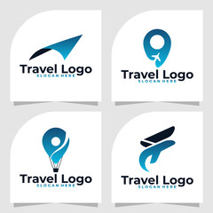 set of travel logo vector design template