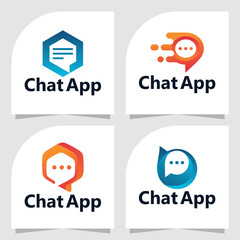 set of chat app logo vector design template