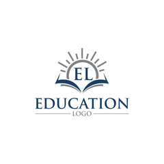 education logo design. sunrise with Book vector icon. school logo.
