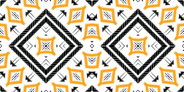 Ikat Floral Scandinavian embroidery, ikat seamless pattern tribal color, Ethnic nativity Digital textile Asian Design ancient art for Prints Fabric saree Mughal Swaths texture Kurti Kurtis Kurtas