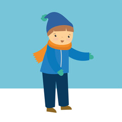 boy walking in snowy weather