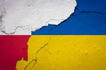 Poland and Ukraine flags. International relations.