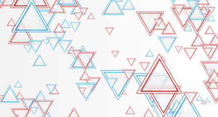 Red blue minimal triangles abstract technology background. Geometric vector design