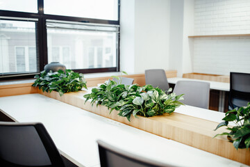 Workplace in the office with a computer and smartphone