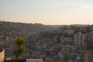 Obraz premium Amman buildings landscape during sunset
