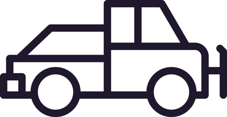 Farm and agriculture sign. Editable stroke drawn with black thin line. Perfect for web sites, UI, adverts, stores, shops. Trendy vector icon of truck