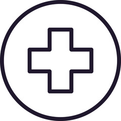 Obraz premium Health symbol. Vector sign for web sites, adverts, UI, internet shops and stores. Editable stroke. Vector line icon of medical cross inside of a circle