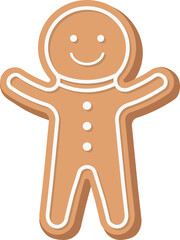 Obraz premium Elements of Christmas: gingerbread man, Christmas food or cookies, vector cartoon style