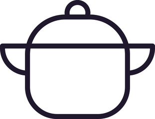 Kitchen and cooking concept. Vector sign drawn with black thin line. Editable stroke. Line icon of pan