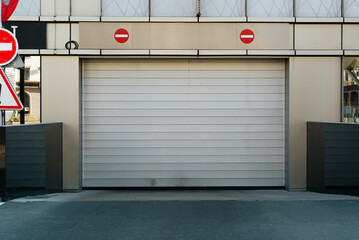Closed underground garage parking in modern business center or residential building, exterior....