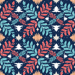 New Year's vector pattern, Happy New Year and Merry Christmas. Great for fabric, prints, postcards and banners