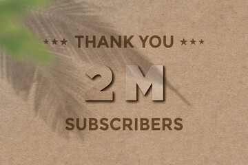 2 Million subscribers celebration greeting banner with Card Board Design