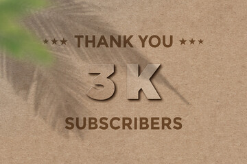 3 K  subscribers celebration greeting banner with Card Board Design