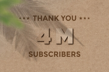 4 Million  subscribers celebration greeting banner with Card Board Design