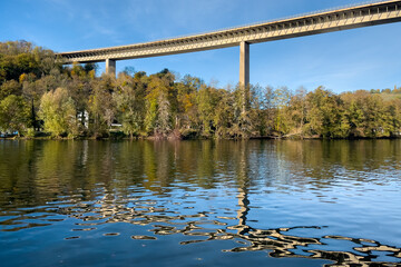 Low angle view of the Charlemagne route bridge in Dinant