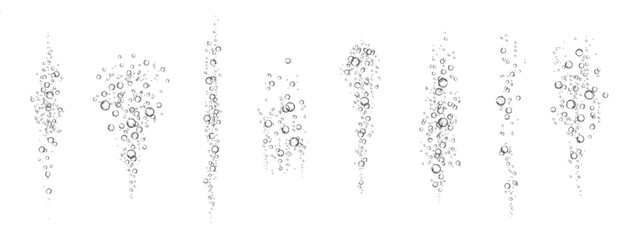 Oxygen air bubbles  flow  in water on white  background.