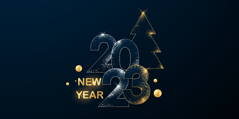 happy new year 2023 background design with luxury vector illustration