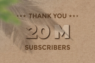 20 Million subscribers celebration greeting banner with Card Board Design