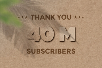 40 Million  subscribers celebration greeting banner with Card Board Design