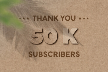 50 K  subscribers celebration greeting banner with Card Board Design