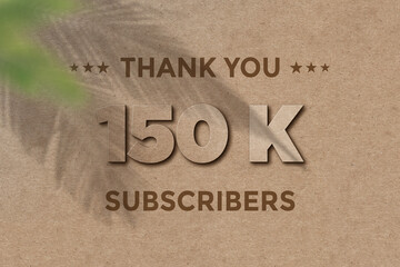 150 K subscribers celebration greeting banner with Card Board Design