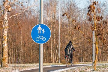 Bicycle sign and bike rider