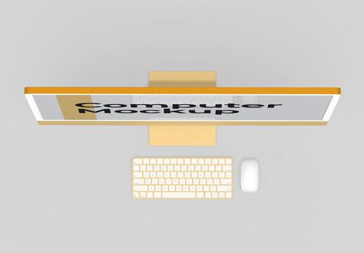 Top View Desktop Computer Mockup