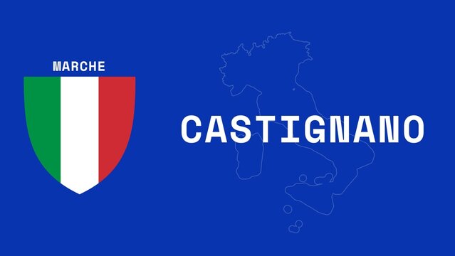 Castignano: Illustration mit dem Ortsnamen der italienischen Stadt Castignano in der Region Marche