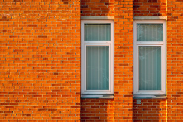 Red brick wall background with narrow windows