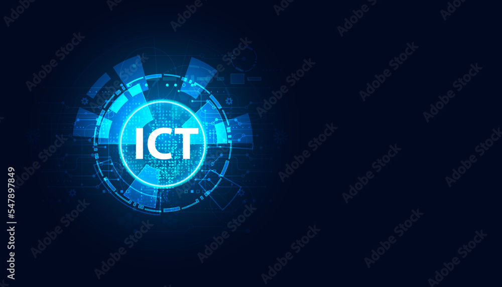 Poster abstract circle futuristic modern concept ict information and communication technology data security