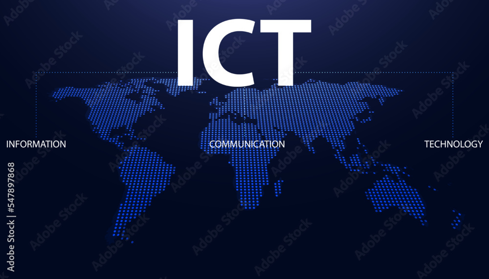 Poster abstract map futuristic dotted modern concept ict information and communication technology data secu