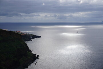 The cliff, reef and sea