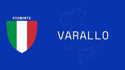 Varallo: Illustration mit dem Ortsnamen der italienischen Stadt Varallo in der Region Piemonte - obrazy, fototapety, plakaty
