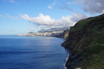 The cliff, reef and sea