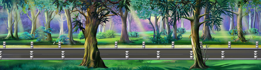 Highway in the forest illustration © multipedia