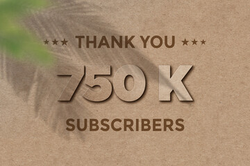 750 K  subscribers celebration greeting banner with Card Board Design