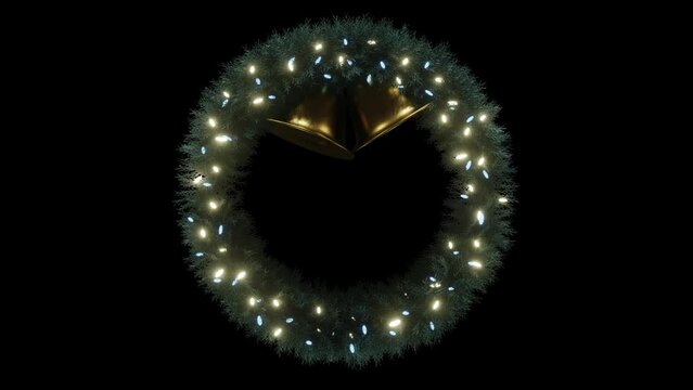 This is a stock motion graphic that shows a Christmas wreath overlay with flashing lights.